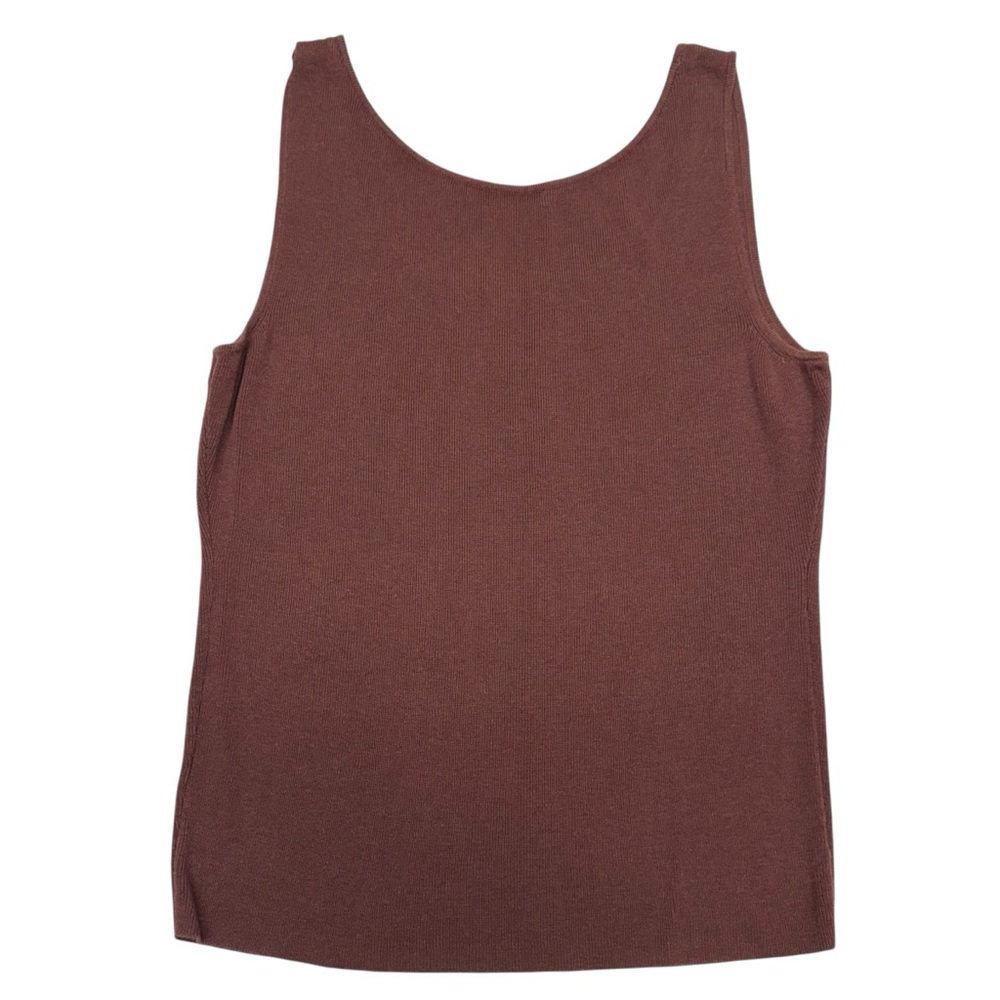 Peruvian Connection Knitted Tank Top Pima Cotton Bamboo Women's L Brown Ribbed - Picture 2 of 8